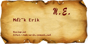 Mák Erik névjegykártya