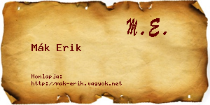 Mák Erik névjegykártya